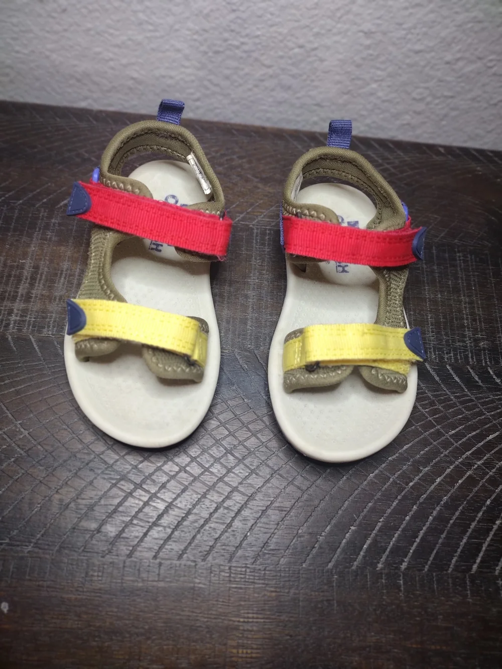 Kids Multi-Color Adjustable Sandals - Red, Yellow, Blue